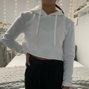 White cropped hoodie